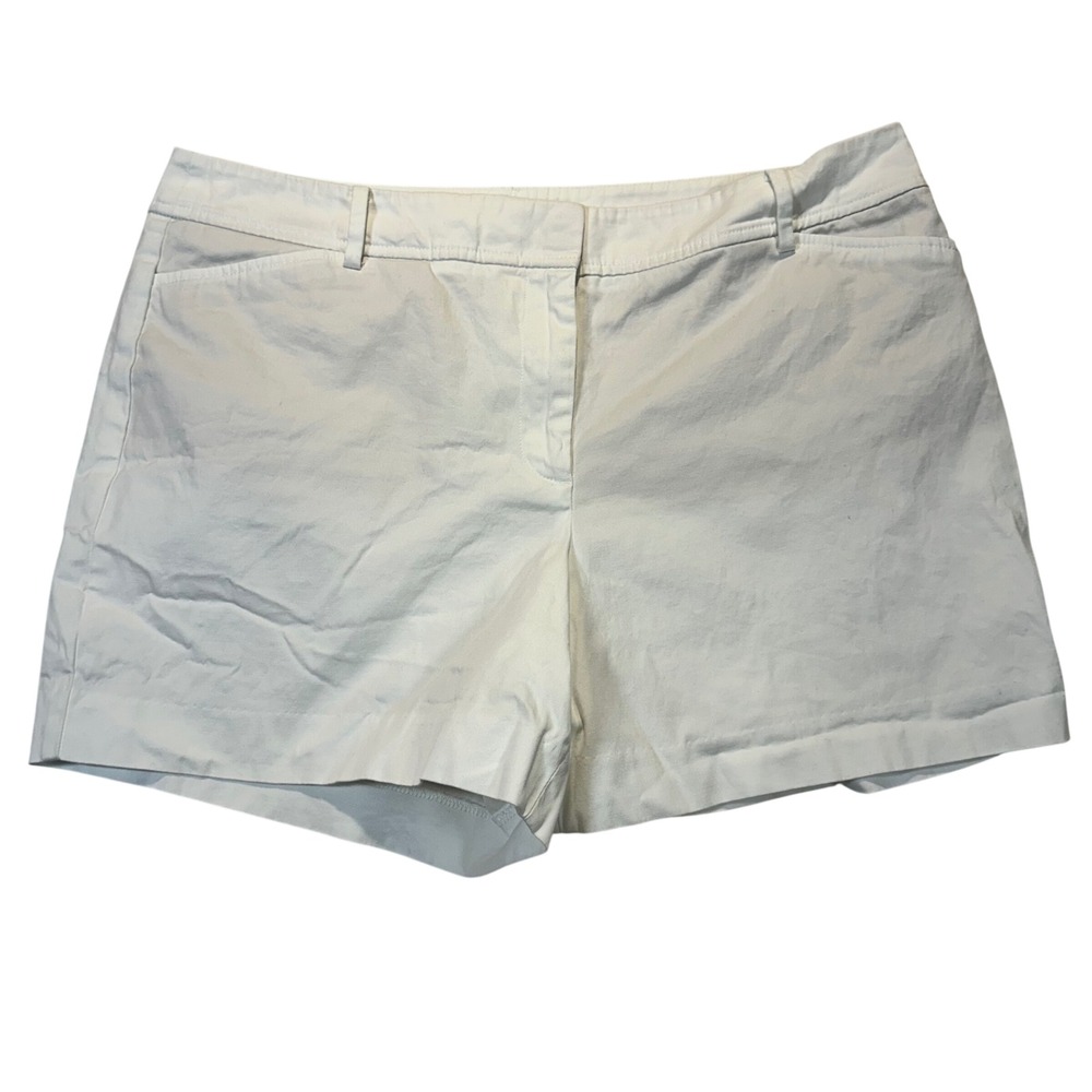 Talbots Perfect Short Women 14P White Classic Chino Coastal Preppy Summer